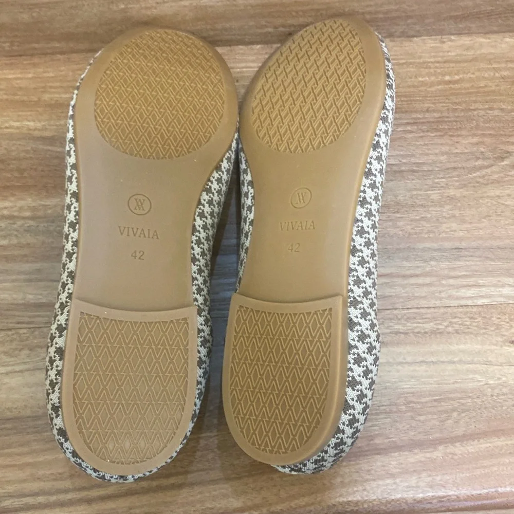 NWT VIVAIA Claire Round Toe Flats in Espresso Houndstooth Size EU 42 - Picture 9 of 13